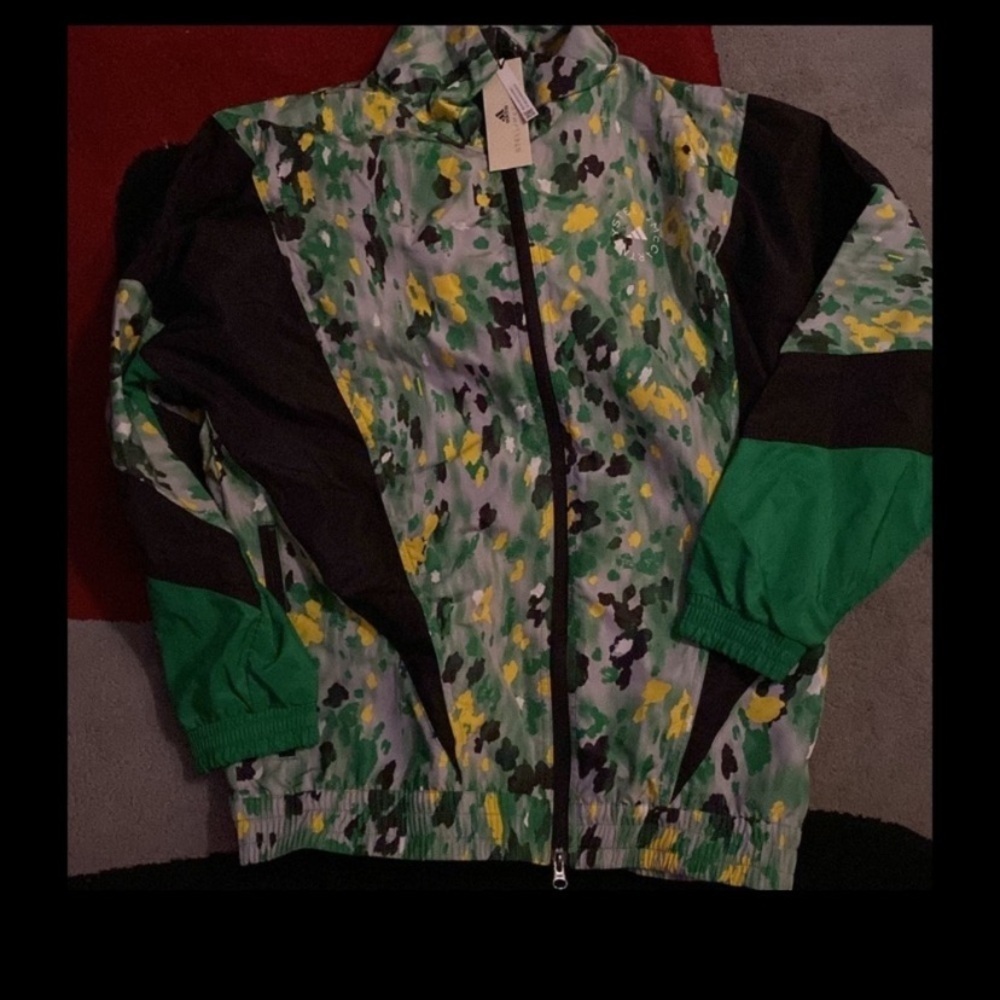 Adidas by Stella McCartney Green and Black Patterned Bomber Jacket size M - Picture 3 of 4